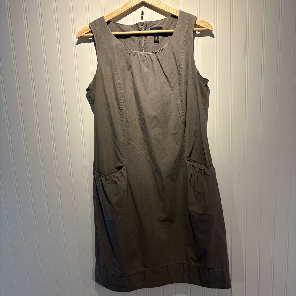 HIZAO size S, green-gray grungecore sheath dress with exposed zipper GUC